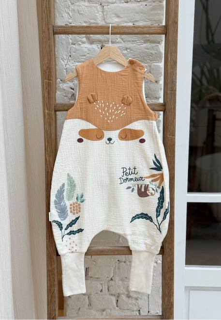 Turbulette été en gaze de coton avec pieds retroussables baroudeur Ecru 1 - vertbaudet enfant 