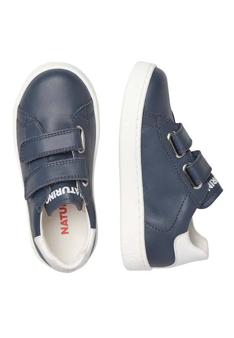 Baskets en cuir hasselt 2 vl. Blanc-bleu+Blanc-bleu-+Céleste+Marine+Marine- 24 - vertbaudet enfant 