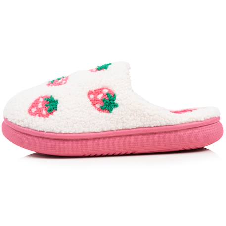 Chaussons mules sherpa fraise, semelle bloup xtra confort, amorti souple Ivoire 3 - vertbaudet enfant 