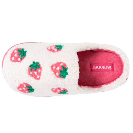 Chaussons mules sherpa fraise, semelle bloup xtra confort, amorti souple Ivoire 2 - vertbaudet enfant 