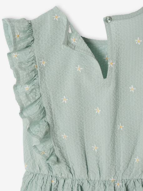 Robe fille en seersucker manches volantées blanc imprimé+carreaux rouge+vanille+vert sauge 17 - vertbaudet enfant 