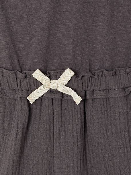 Combinaison short fille bi matière gris ardoise+vieux rose 4 - vertbaudet enfant 