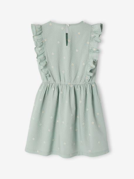 Robe fille en seersucker manches volantées blanc imprimé+carreaux rouge+vanille+vert sauge 15 - vertbaudet enfant 