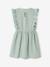 Robe fille en seersucker manches volantées blanc imprimé+carreaux rouge+vanille+vert sauge 15 - vertbaudet enfant 