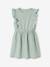 Robe fille en seersucker manches volantées blanc imprimé+carreaux rouge+vanille+vert sauge 14 - vertbaudet enfant 
