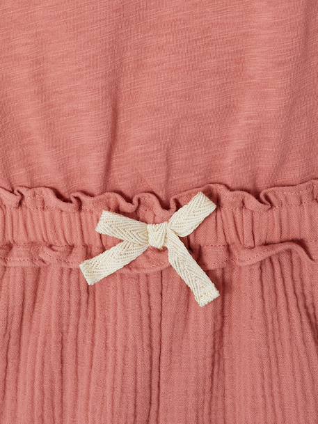 Combinaison short fille bi matière gris ardoise+vieux rose 9 - vertbaudet enfant 