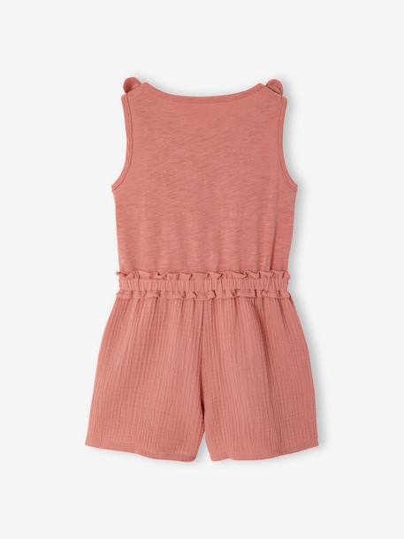 Combinaison short fille bi matière gris ardoise+vieux rose 7 - vertbaudet enfant 