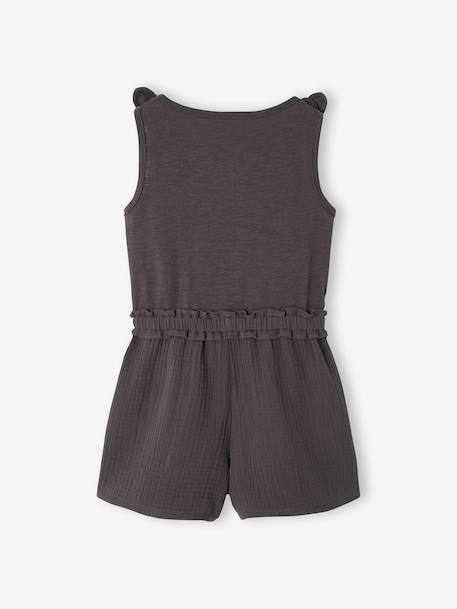 Combinaison short fille bi matière gris ardoise+vieux rose 2 - vertbaudet enfant 