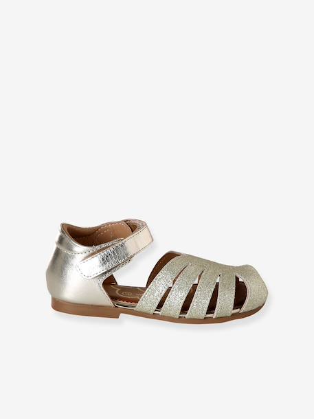 Ballerines fille cuir ouverte or 2 - vertbaudet enfant 
