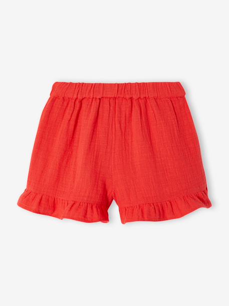 Jupe short fille gaze coton bleu électrique+rouge 7 - vertbaudet enfant 