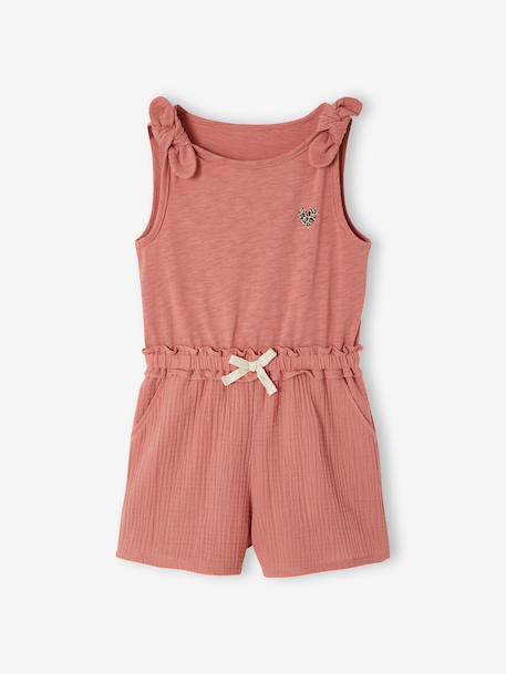 Combinaison short fille bi matière gris ardoise+vieux rose 6 - vertbaudet enfant 