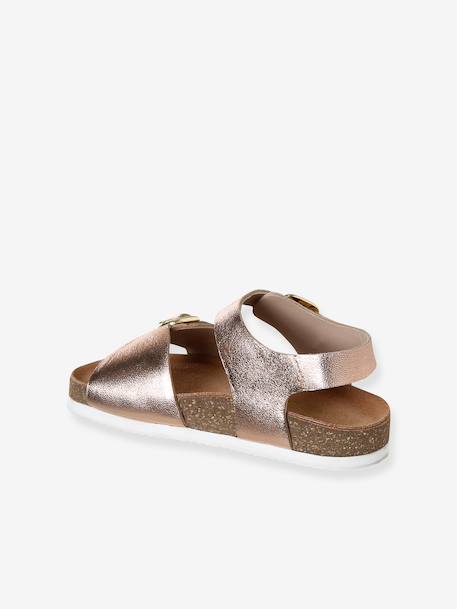 Sandales cuir boucles or+rose pâle 8 - vertbaudet enfant 