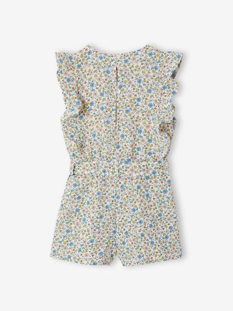 Combishort fille gaze de coton à volants écru+vert sauge 2 - vertbaudet enfant 