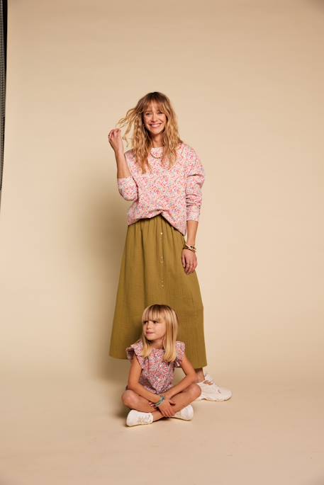 Jupe femme gaze de coton Capsule mère-fille olive 4 - vertbaudet enfant 