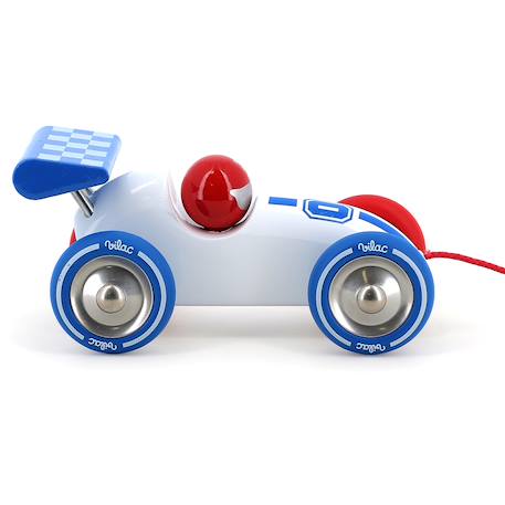 Voiture de course à tirer Blanc 3 - vertbaudet enfant 