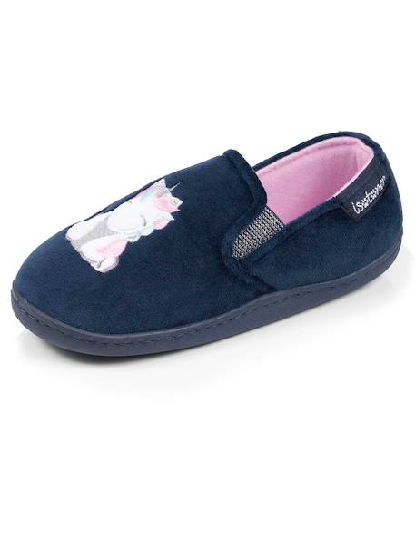 Chaussons mocassins velours, maintien souple, facile à enfiler, semelle flexible Marine 6 - vertbaudet enfant 