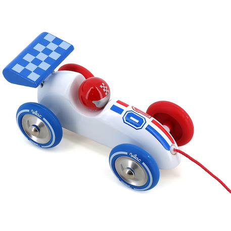 Voiture de course à tirer Blanc 2 - vertbaudet enfant 