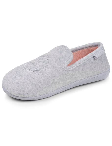 Chaussons charentaises velours semelle ergonomique mousse à mémoire forme Gris chiné+Léopard beige 6 - vertbaudet enfant 