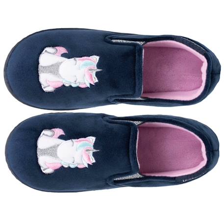 Chaussons mocassins velours, maintien souple, facile à enfiler, semelle flexible Marine 2 - vertbaudet enfant 
