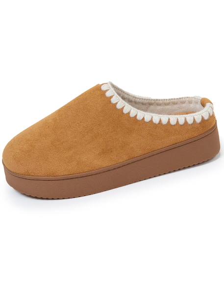 Chaussons mules à talon compensé de 3,5 cm, très confortables Cachou+Camel 12 - vertbaudet enfant 