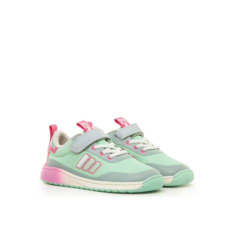 Sneakers filles textile lacets- fermeture adhésive barefoot Blue clair+Pink+Rose+Vert menthe 22 - vertbaudet enfant 