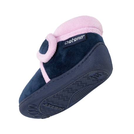 Chaussons bottillons microvelours maintien renforcé, fermeture scratch, simple à enfiler Marine 5 - vertbaudet enfant 