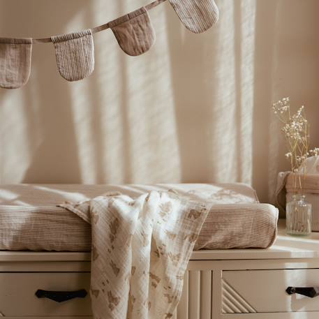 Lange xl en gaze de coton little goose (120 x 120 cm) Blanc, beige+Ecru, marron, orange 9 - vertbaudet enfant 