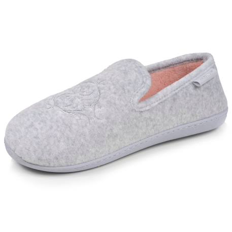 Chaussons charentaises velours semelle ergonomique mousse à mémoire forme Gris chiné+Léopard beige 1 - vertbaudet enfant 