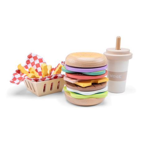 Ensemble de fast food en bois Beige 3 - vertbaudet enfant 