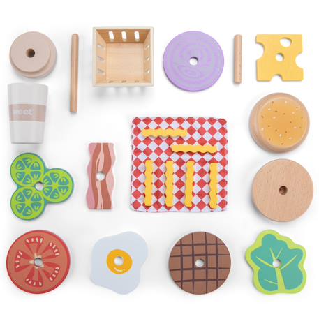 Ensemble de fast food en bois Beige 4 - vertbaudet enfant 