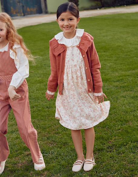 Robe florale à manches longues et doublure Blanc 1 - vertbaudet enfant 