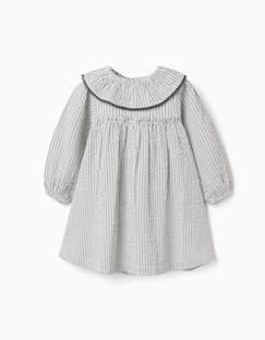 Bébé-Robe, jupe-Robe en coton rayé à col volanté b&s