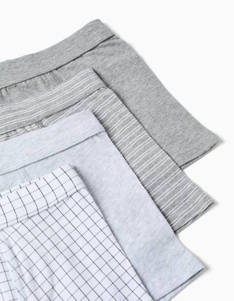 Lot de 4 boxers en coton unis/rayés Multicolore 3 - vertbaudet enfant 