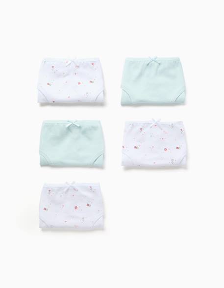 Fille-Lot de 5 culottes en coton unies/à fleurs