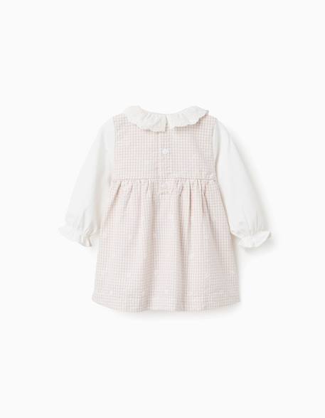 Robe en coton à manches longues et vichy Gris clair 2 - vertbaudet enfant 