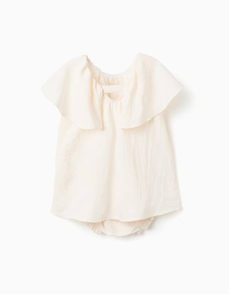 Robe avec appliqué floral + bloomer Beige clair 3 - vertbaudet enfant 
