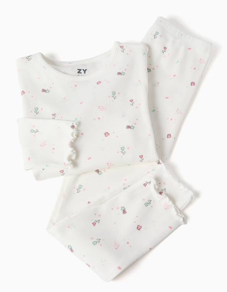 Pyjama à manches longues et motif fleurs et étoiles Blanc 4 - vertbaudet enfant 
