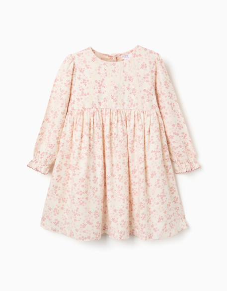 Robe florale à manches longues et doublure Blanc 2 - vertbaudet enfant 