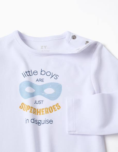 Pyjama à manches longues + bavoir en coton Blanc 3 - vertbaudet enfant 