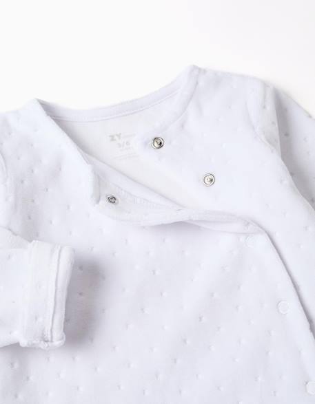 Ensemble en velours de pull + pantalon à pieds Blanc 3 - vertbaudet enfant 