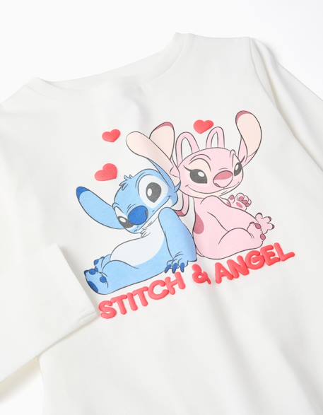 T-shirt en coton à manches longues et imprimé stitch et angel Blanc 3 - vertbaudet enfant 