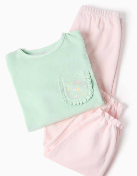 Pyjama en velours à volants et imprimés Vert clair 4 - vertbaudet enfant 