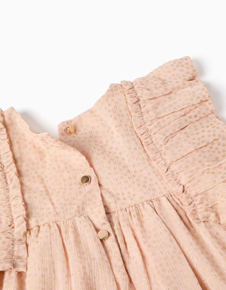 Robe en crêpe à volants et lurex Rose clair 3 - vertbaudet enfant 