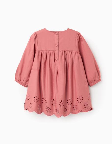 Robe en popeline avec broderie anglaise Rose 2 - vertbaudet enfant 