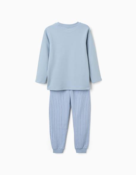 Pyjama en coton à manches longues et rayures Bleu clair 2 - vertbaudet enfant 