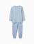 Pyjama en coton à manches longues et rayures Bleu clair 2 - vertbaudet enfant 
