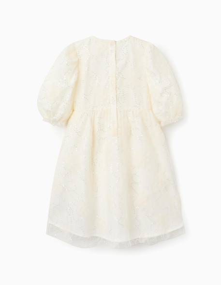 Robe à manches bouffantes et fleurs 3d Blanc 3 - vertbaudet enfant 