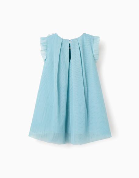 Robe sans manches en tulle à volants et fleurs Bleu clair 2 - vertbaudet enfant 