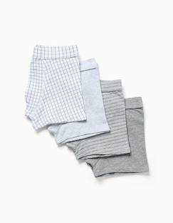 -Lot de 4 boxers en coton unis/rayés