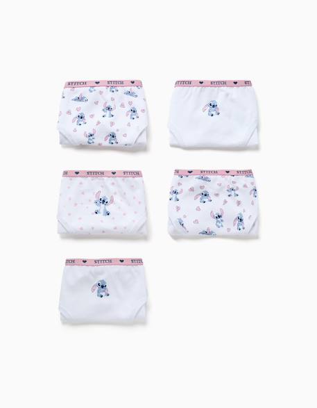 Lot de 5 culottes en coton avec imprimés stitch Blanc 1 - vertbaudet enfant 